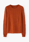 Pullover im Spitzenmuster, Flammendes Orange, webstill