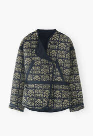 Steppjacke mit Print, Denimblau, webstill