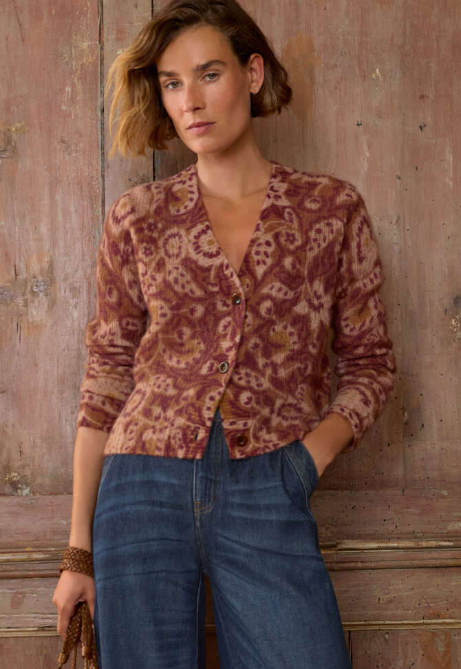 Bedruckter Cardigan, Ingwerbraun, completeTheLook