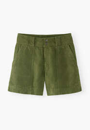 Kontraststoff-Shorts, Khakigr&uuml;n, webstill