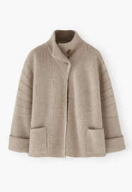 Strickjacke, Haferbeige, webstill