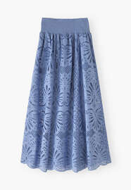 Broderie-Anglaise-Rock, Kornblumenblau, webstill