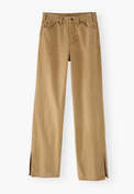 Jeans mit geteiltem Saum, Karamellbraun, webstill