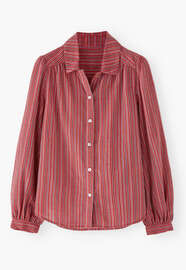 Gestreifte Bluse, Rubin, webstill