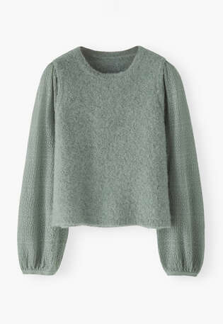 Pullover mit Pointelle-&Auml;rmeln, Entenei, webstill