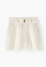 Kontraststoff-Shorts, Elfenbein, webstill