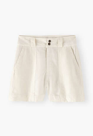 Kontraststoff-Shorts, Elfenbein, webstill