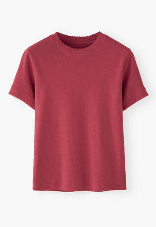 T-Shirt aus geripptem Jersey, Karmesinrot, webstill