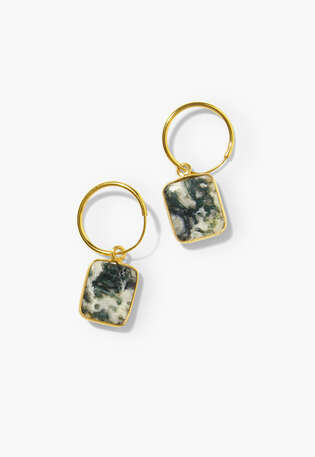 Reifohrringe mit Marmoranh&auml;nger, Gold, webstill