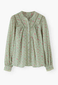 Gaze-Bluse mit Print, Zartes Mint, webstill