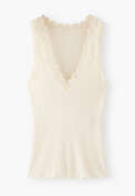 Jersey-Tr&auml;ger-Top mit Spitze, Off-white, webstill