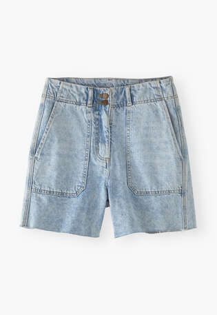 Shorts mit unvers&auml;ubertem Saum aus Denim, Blasses Vintage, webstill