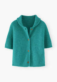 Cardigan mit Waffelmuster, T&uuml;rkis, webstill
