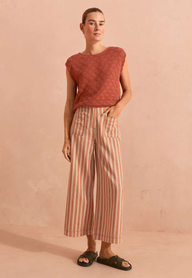 &Auml;rmelloser Musterpullover, Gew&uuml;rzrot, completeTheLook