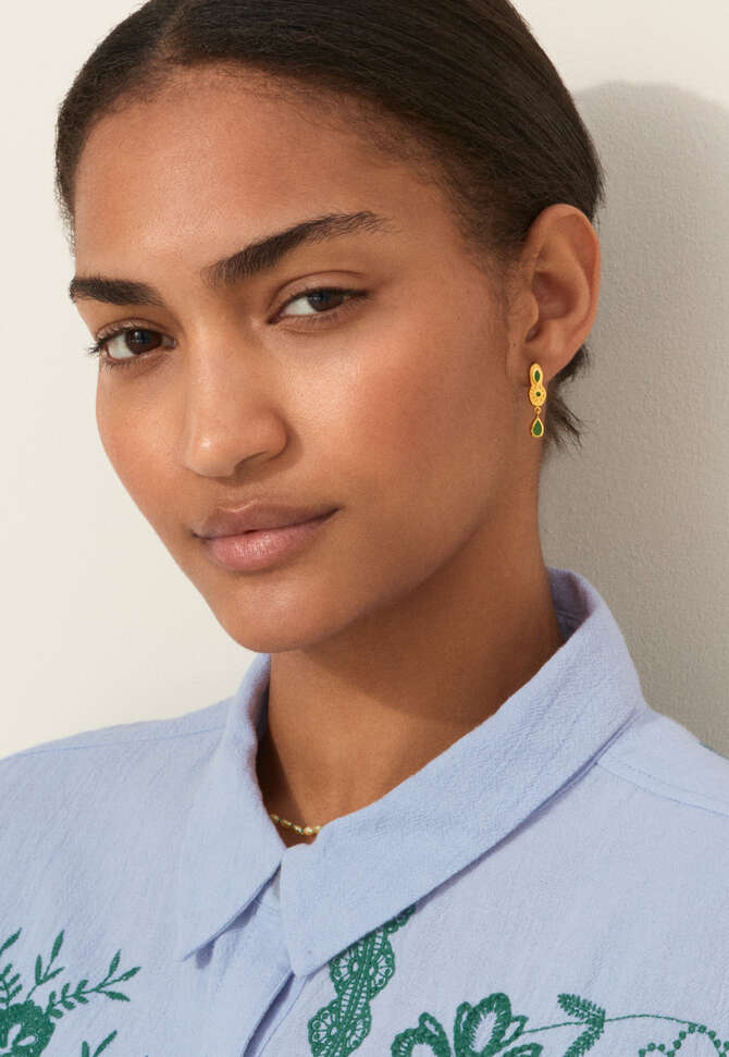 Edelstein-Ohrringe, Gold/Smaragd, completeTheLook
