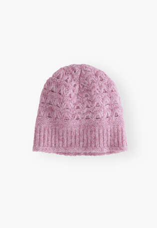 Gestrickte M&uuml;tze, Rosa Lavendel, webstill