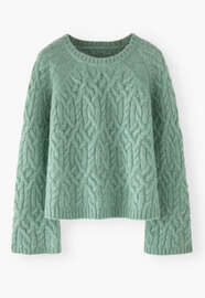 Zopfmuster-Pullover, Zartes Aqua, webstill
