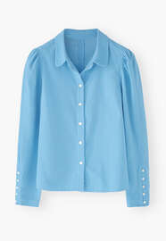 Durchgekn&ouml;pfte Bluse, Leuchtendes Himmelblau, webstill