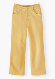 Jeans mit geradem Bein und ausgelassenem Saum, Zartes Honiggelb, webstill