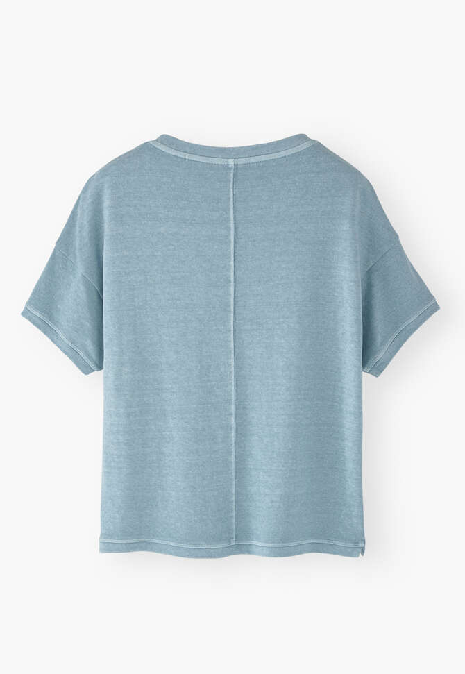 T-Shirt mit V-Ausschnitt, Chambray, completeTheLook