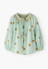 Bluse aus geklipptem Jacquard, Eisblau, webstill