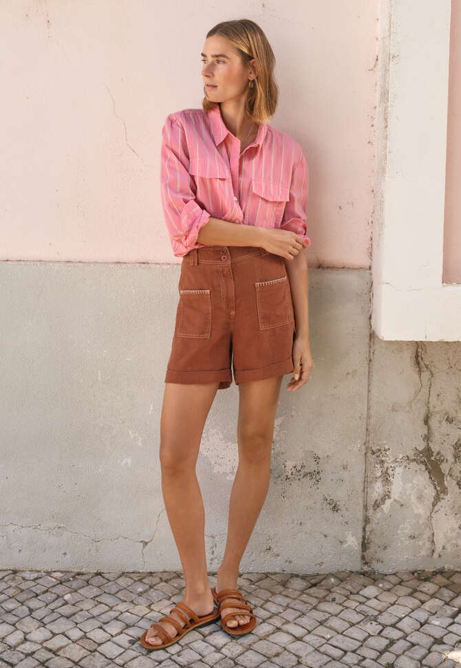 Gestreifte Bluse, Melonenrosa, completeTheLook