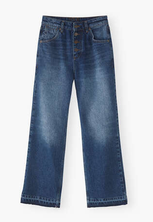 Jeans mit ausgelassenem Saum, Dunkles Mid-Vintage, webstill