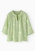 Bestickte Bluse, Pistazie-Mint, webstill