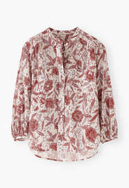 Bedruckte Bluse, Ecru/Marone, webstill