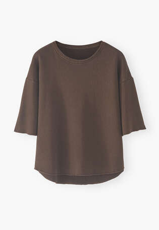 Loopback-T-Shirt, Pflaumenbraun, webstill