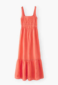 Sommerkleid, Zinnoberrot, webstill