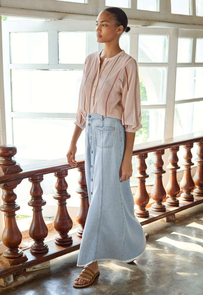 Locker sitzende Bluse, Blasse Bl&uuml;te, completeTheLook