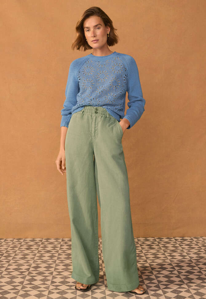 H&auml;kelpullover, Blaue Kornblume, completeTheLook