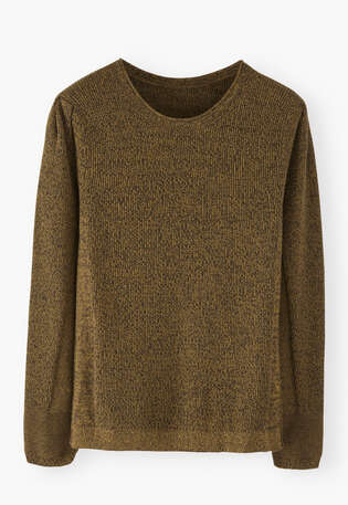 Gesprenkelter Pullover, Ocker/Schwarz, webstill