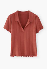 Pointelle-Pullover mit Kragen, Chili, webstill