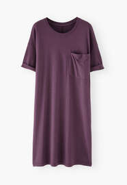 T-Shirt-Kleid, Auberginenlila, webstill