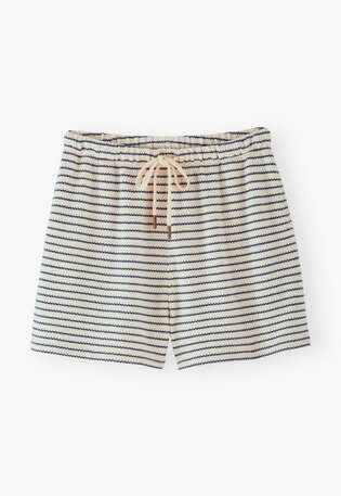 Gestreifte Shorts, Off-White/Indigo, webstill