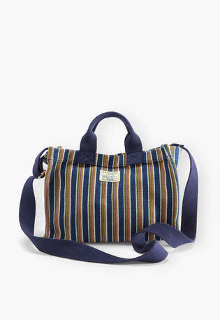 Kleine gestreifte Tasche, Mitternacht/Blau, webstill