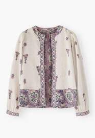 Bedruckte Wendejacke, Elfenbein/Mauve, webstill