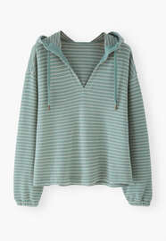 Texturiertes Streifen-Hoodie, Meerschaum/Kreide, webstill