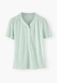 Jersey-Oberteil mit Kragen, Mint, webstill