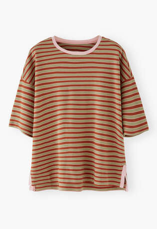 Gestreiftes T-Shirt, Chili/Salbei, webstill