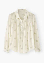 Bluse mit Kr&auml;useldetail, Ecru/Salbei, webstill