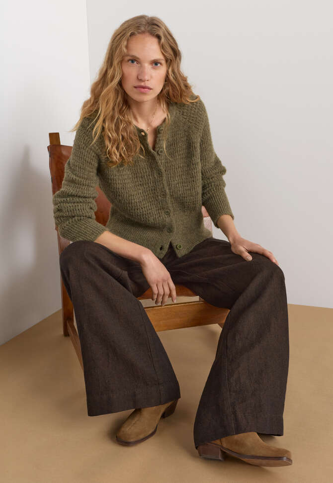 Weitbeinige Hose, Schwarzbraun, completeTheLook
