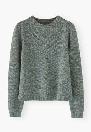 Pullover im Perlmuster, Indigo/Gr&uuml;n, webstill