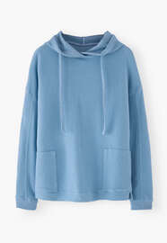 Fleece-Hoodie, Himmelblau, webstill