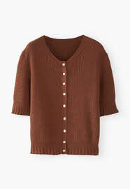 Fangmuster-Pullover, Rostbraun, webstill