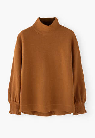 Sweatshirt mit hohem Kragen, Kupfer, webstill