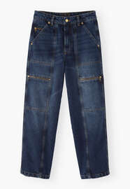 Patchwork-Hufeisen-Jeans, Dunkle Waschung, webstill