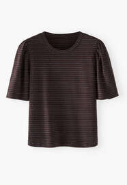 T-Shirt mit Puff&auml;rmeln, Dunkler Espresso, webstill